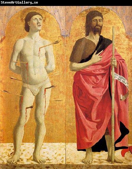 Piero della Francesca Polyptych of the Misericordia: Sts Sebastian and John the Baptist